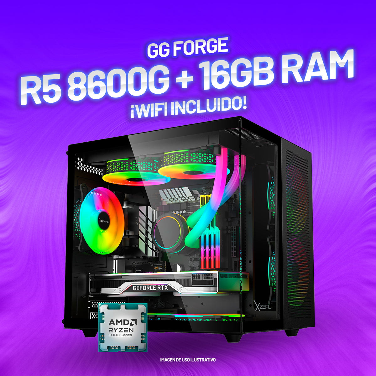 PC Gamer GG Ryzen 5 8600G + 16GB RAM DDR5 + WIFI