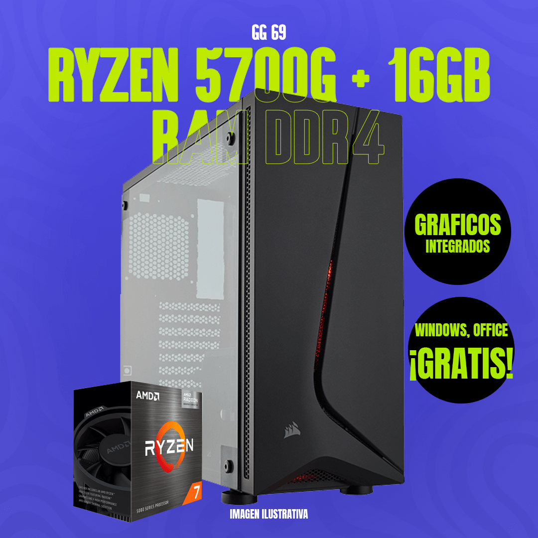 Computadora Entrada R7 5700G + 16GB RAM DDR4 - GG GAMER STORE