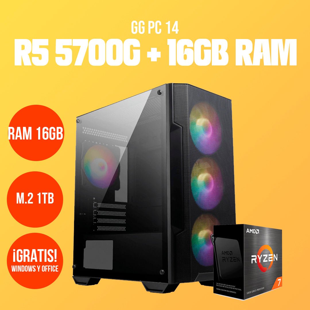 Computadora Entrada R7 5700G + 16GB RAM DDR4 - GG GAMER STORE