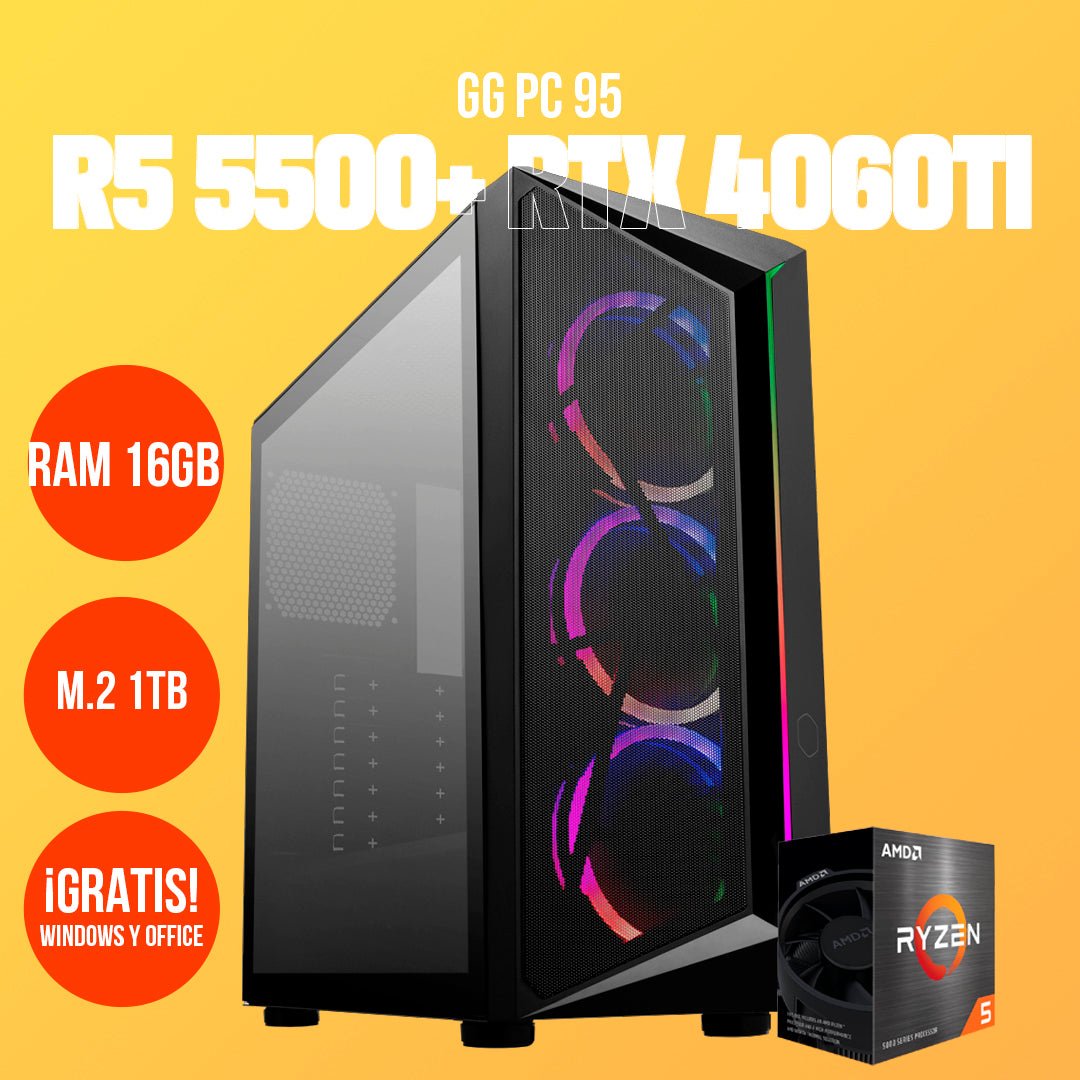 Computadora Gaming R5 5500 + RTX 4060ti + 16GB DDR4 - GG GAMER STORE