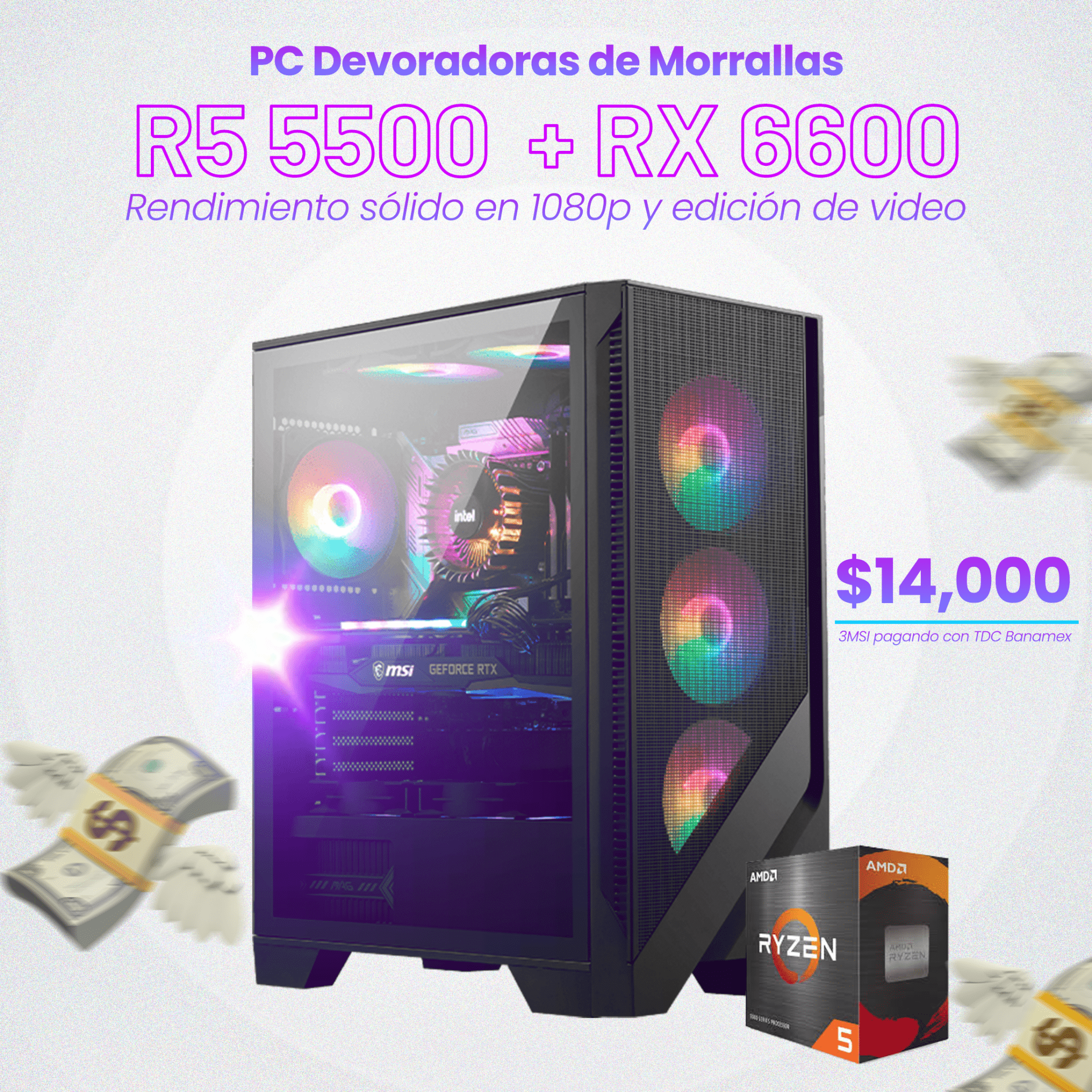 GG Computadora Devoradora de Morrallas R5 5500 + RX 6600 - GG GAMER STORE