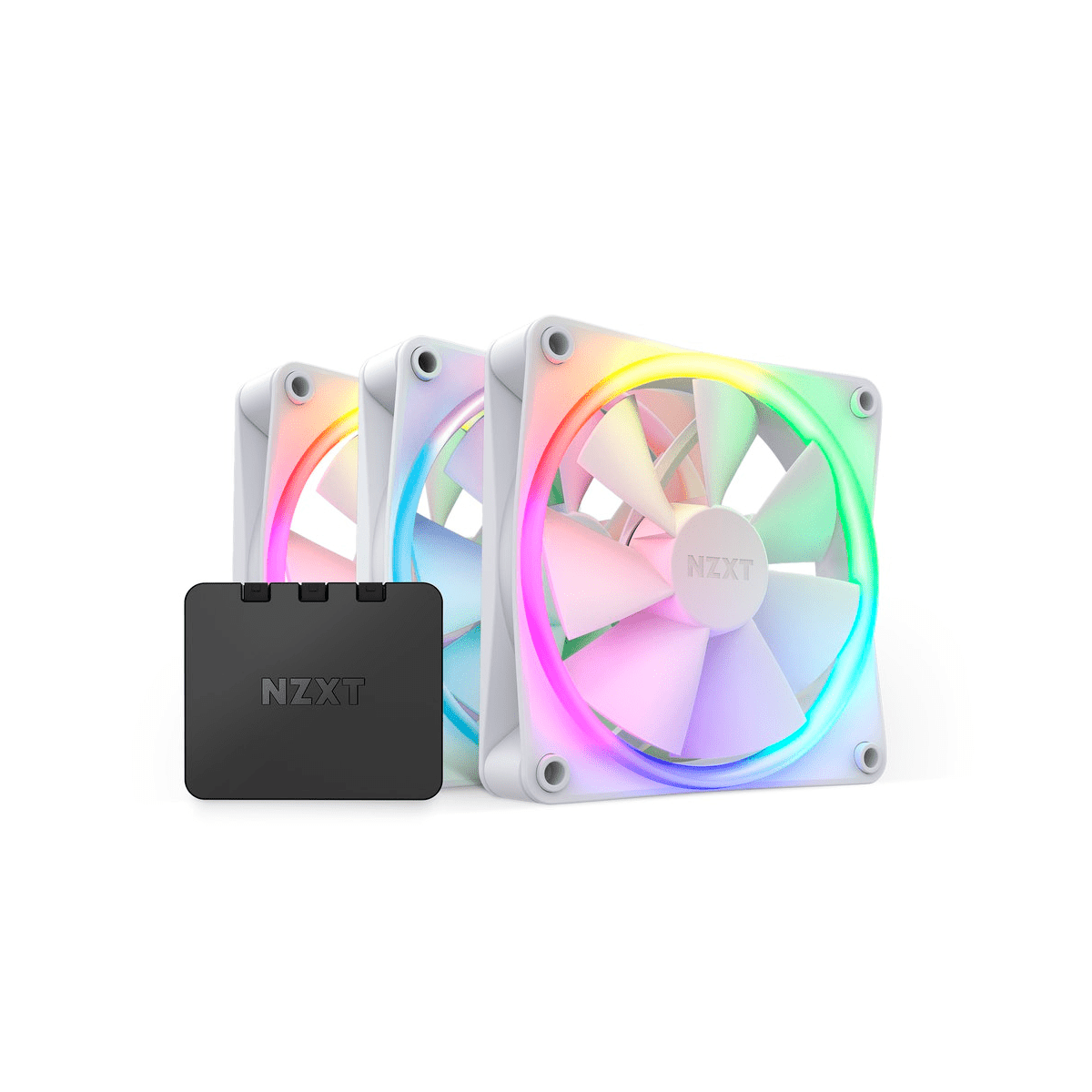 NZXT F120 RGB Twin, 3x 120mm, 500 - 1800RPM, Blanco, 3 Piezas - incluye Control - GG GAMER STORE