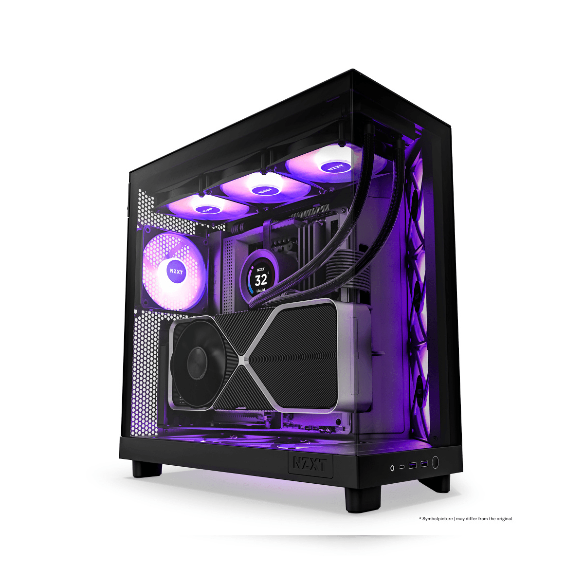 NZXT H6 Flow RGB con Ventana, Midi - Tower, ATX/Micro - ATX/Mini - ITX, USB 3.2, sin Fuente, 3 Ventiladores RGB Instalados, Negro - GG GAMER STORE