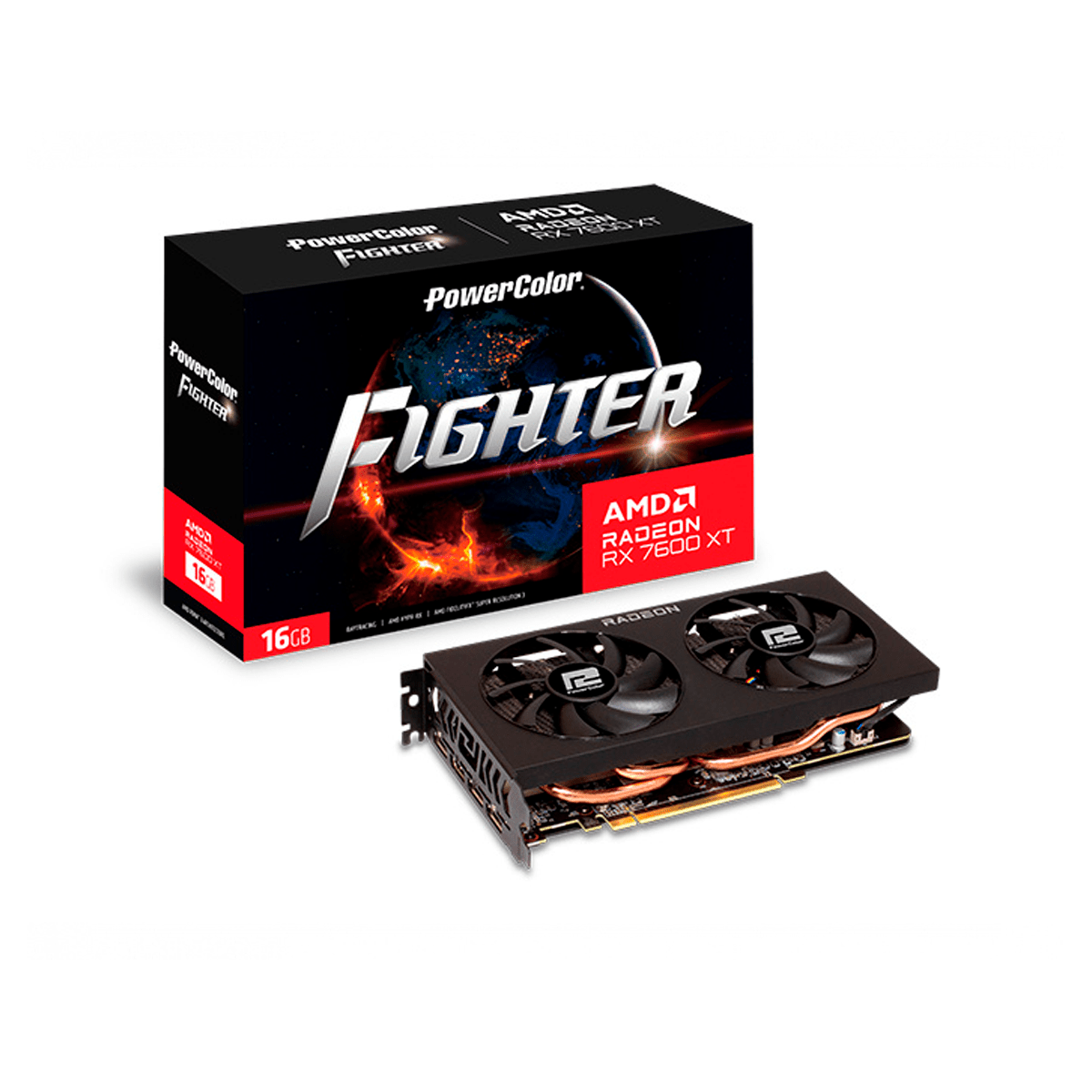 PowerColor Tarjeta de Video AMD Fighter RX 7600 XT, 16GB 128-bit GDDR6, PCI Express 4.0 x8 - GG GAMER STORE