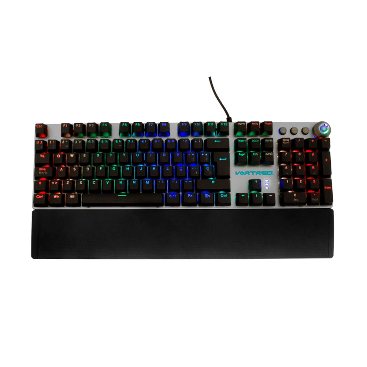 Vortred Teclado Gamer Resistance RGB, Teclado Mecánico, Alámbrico, Negro/Blanco (Español) - GG GAMER STORE