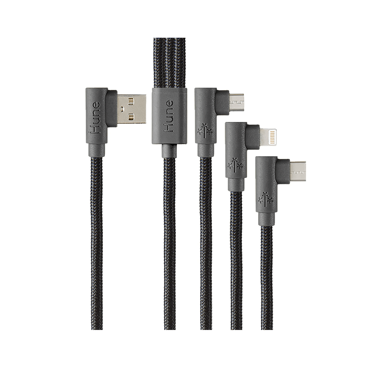 Hune Cable 3 en 1 USB A Macho - Micro USB/USB C/Lightning Macho, 1.2 Metros, Gris - GG GAMER STORE