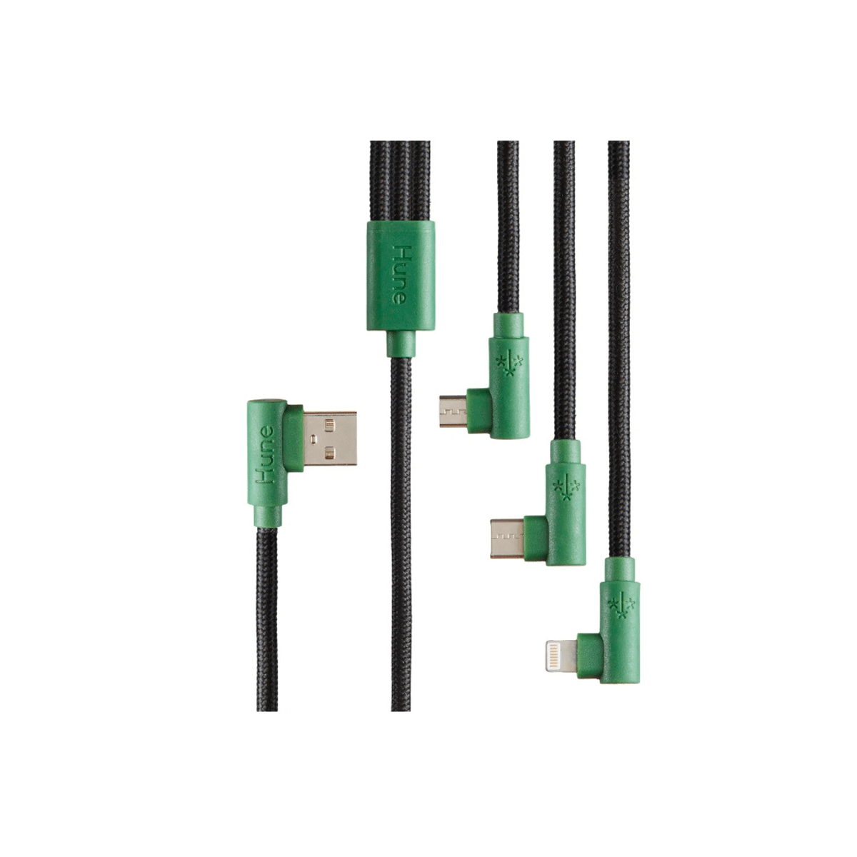 Hune Cable 3 en 1 USB A Macho - Micro USB/USB C/Lightning Macho, 1.2 Metros, Verde - GG GAMER STORE