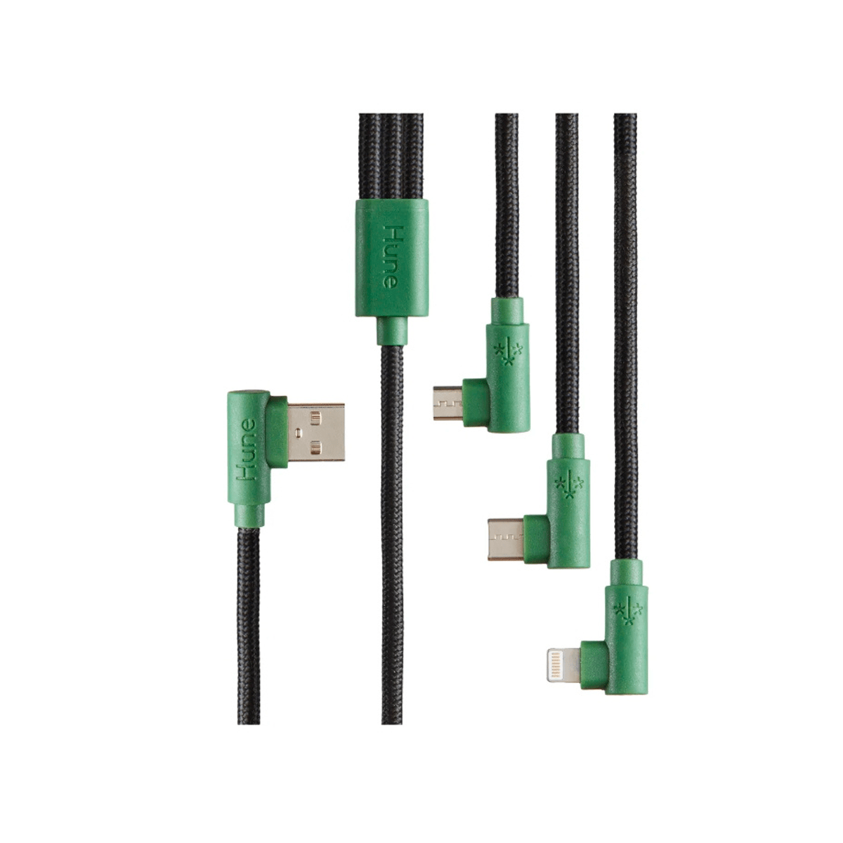 Hune Cable 3 en 1 USB A Macho - Micro USB/USB C/Lightning Macho, 1.2 Metros, Verde - GG GAMER STORE