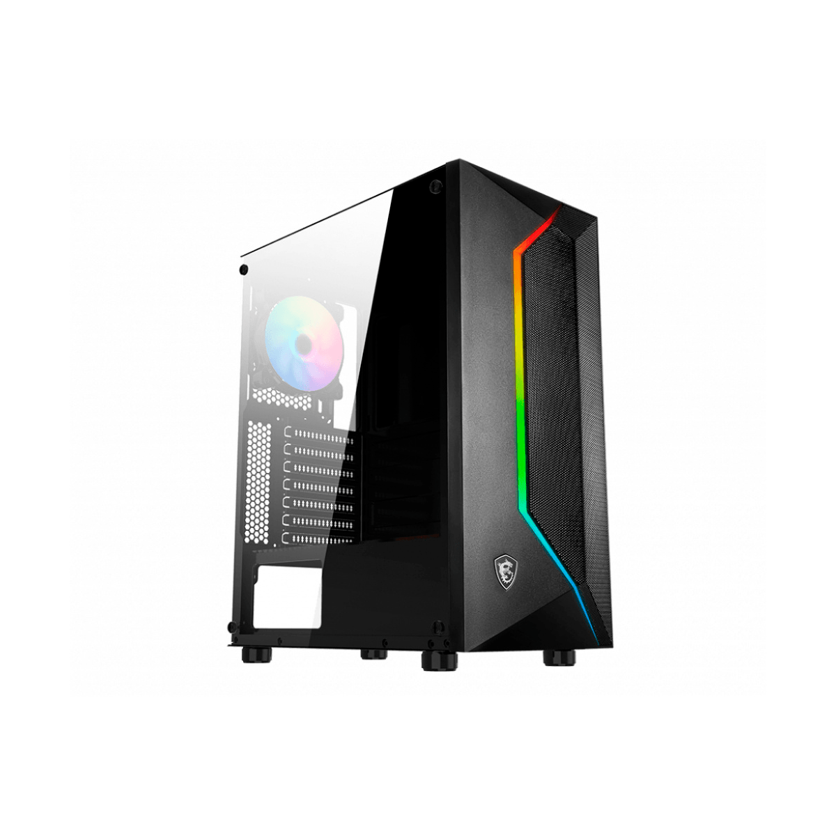 MSI Gabinete MAG VAMPIRIC 100R con Ventana ARGB, Midi-Tower, ATX/Micro-ATX/Mini-ITX, USB 3.2/2.0, sin Fuente, 2 Ventiladores Instalados (1x ARGB), Negro - GG GAMER STORE