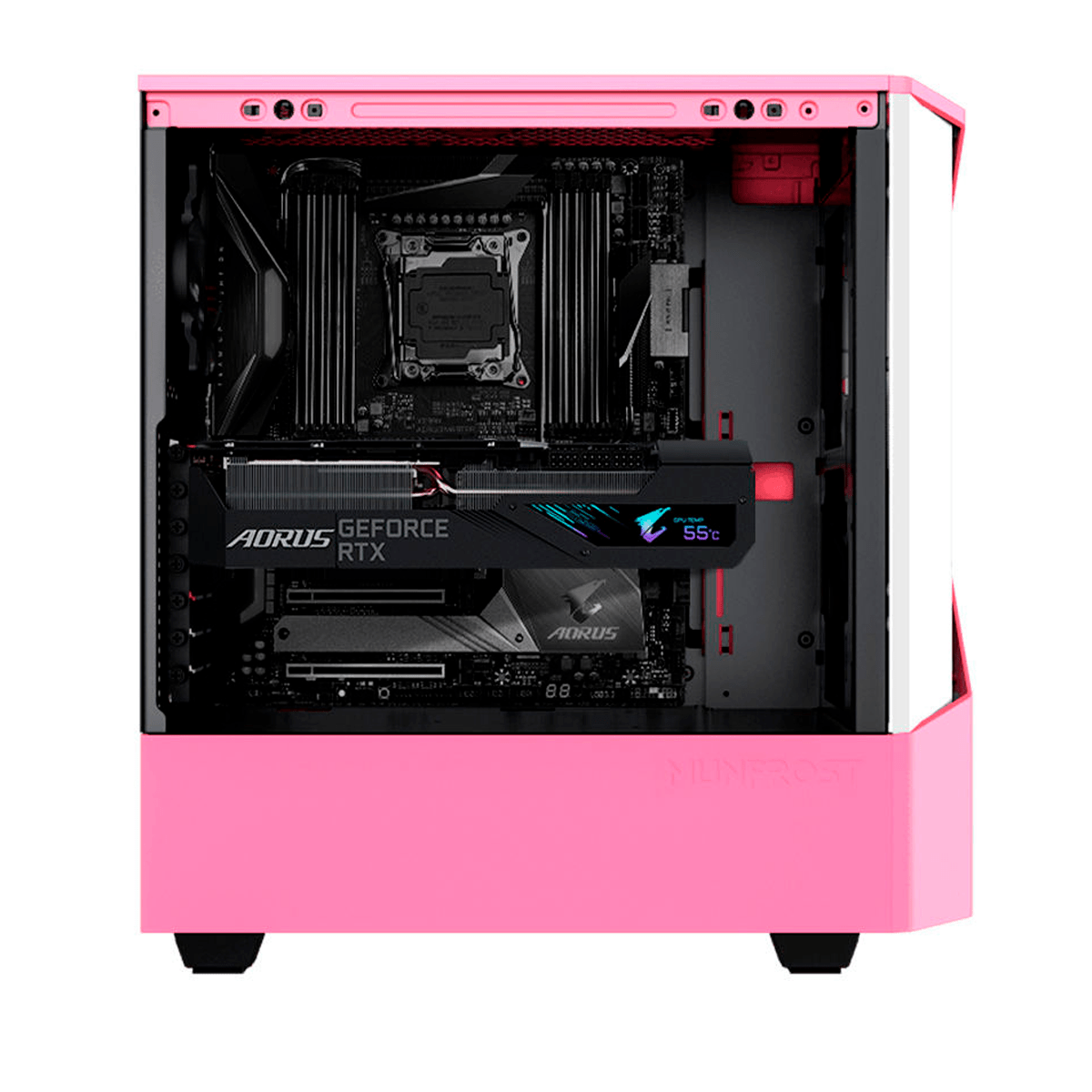 Munfrost Gabinete Panda Pro E-ATX Cristal Templado Rosa - GG GAMER STORE