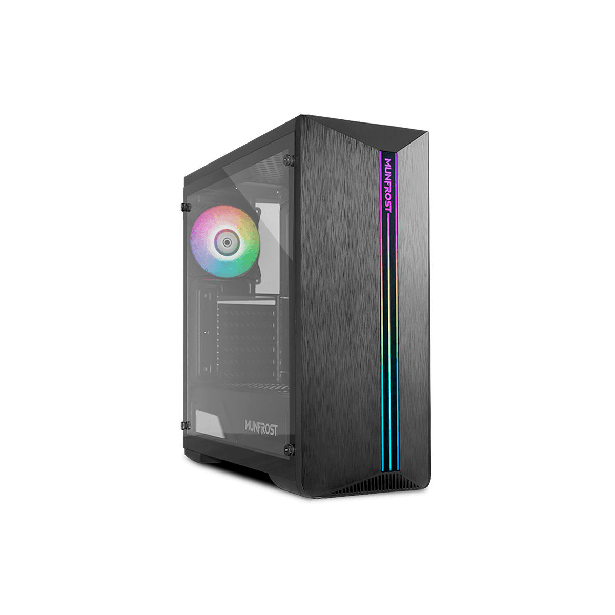 Munfrost Gabinete Shine con Ventana, Midi-Tower, USB 3.0/2.0, sin Fuente, 1 Ventilador RGB Instalado, Negro - GG GAMER STORE